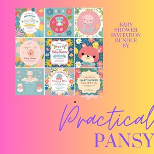 Lot d'invitations pour baby shower chic : design rose minimaliste
