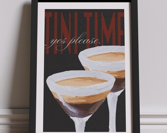 Espresso Martini Art Print, Bar Art Decor, Vintage Style Poster