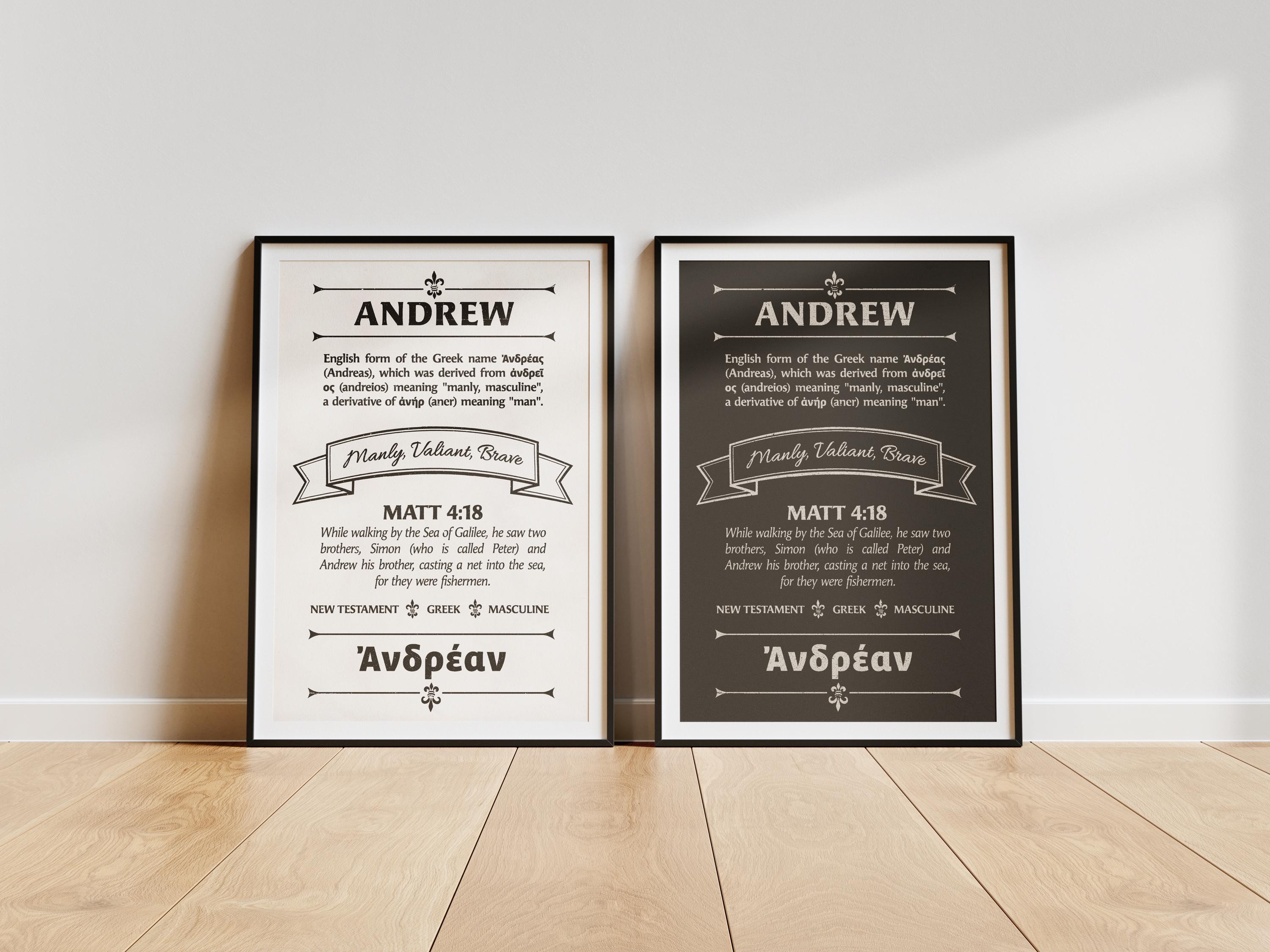 ANDREW Name Definition Vintage Typography Biblical Name Definition ...