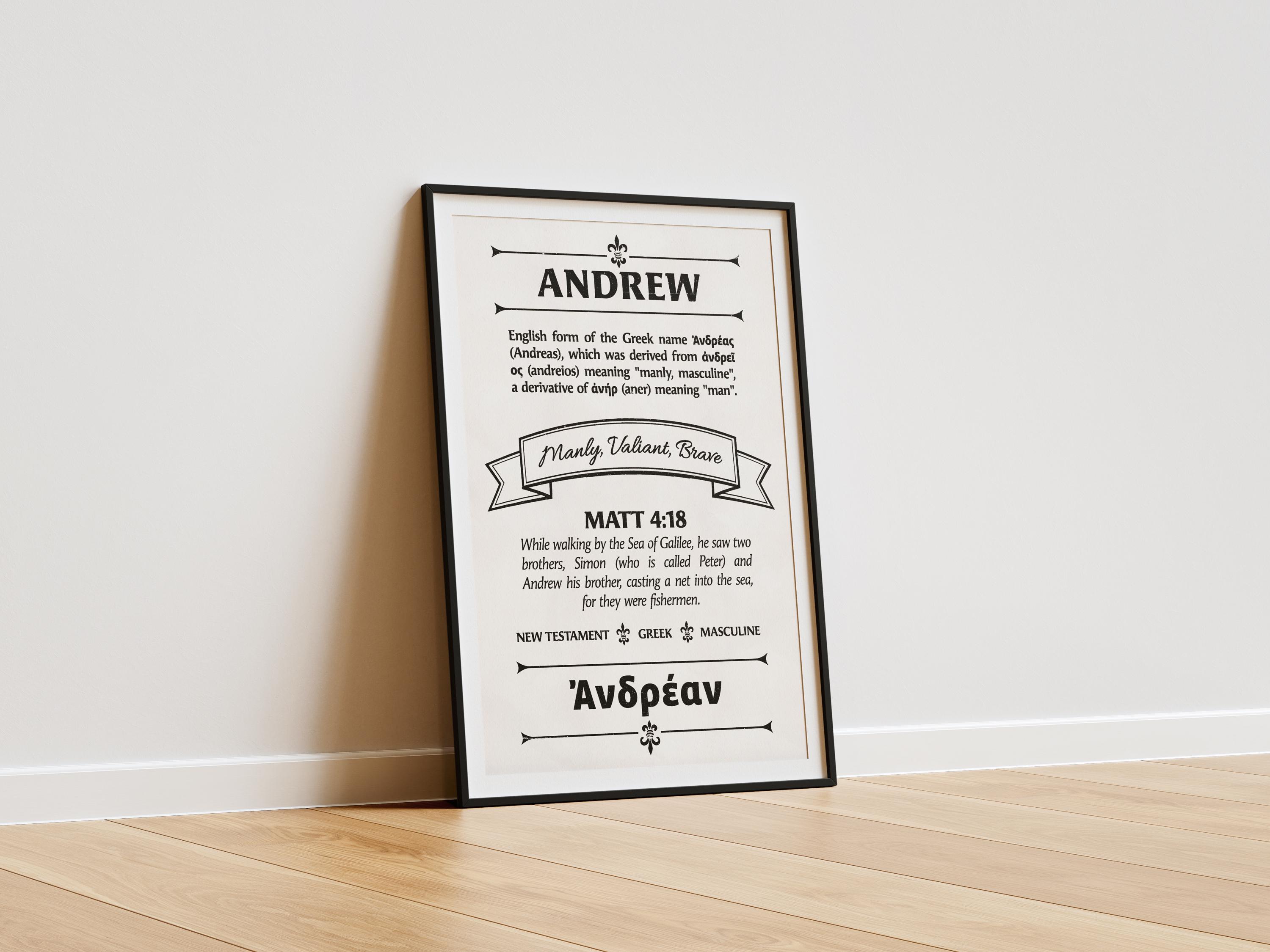 ANDREW Name Definition Vintage Typography Biblical Name Definition ...