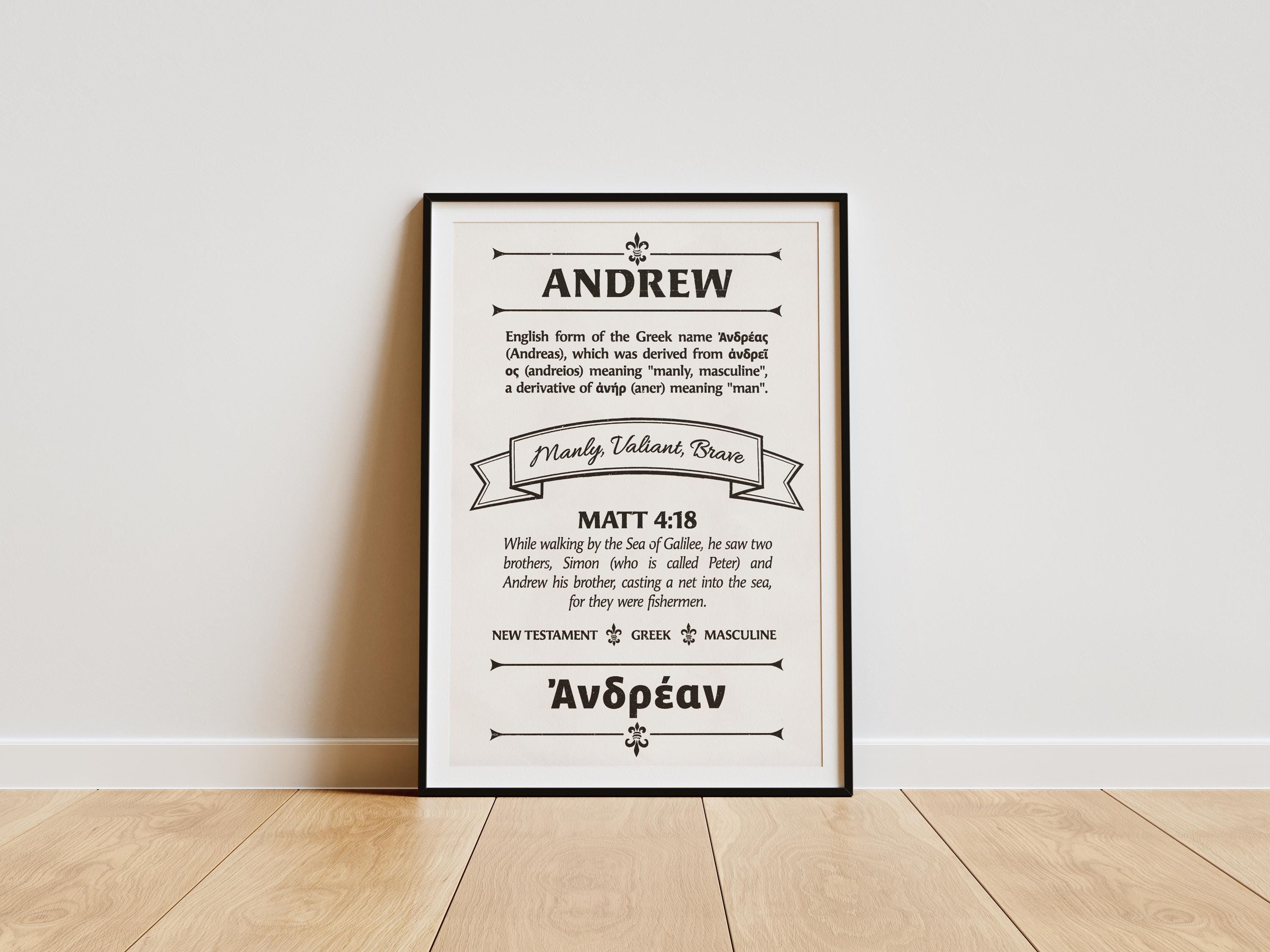 ANDREW Name Definition Vintage Typography Biblical Name Definition ...