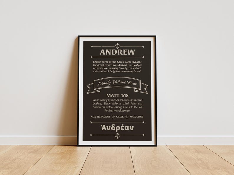 ANDREW Name Definition Vintage Typography Biblical Name Definition ...