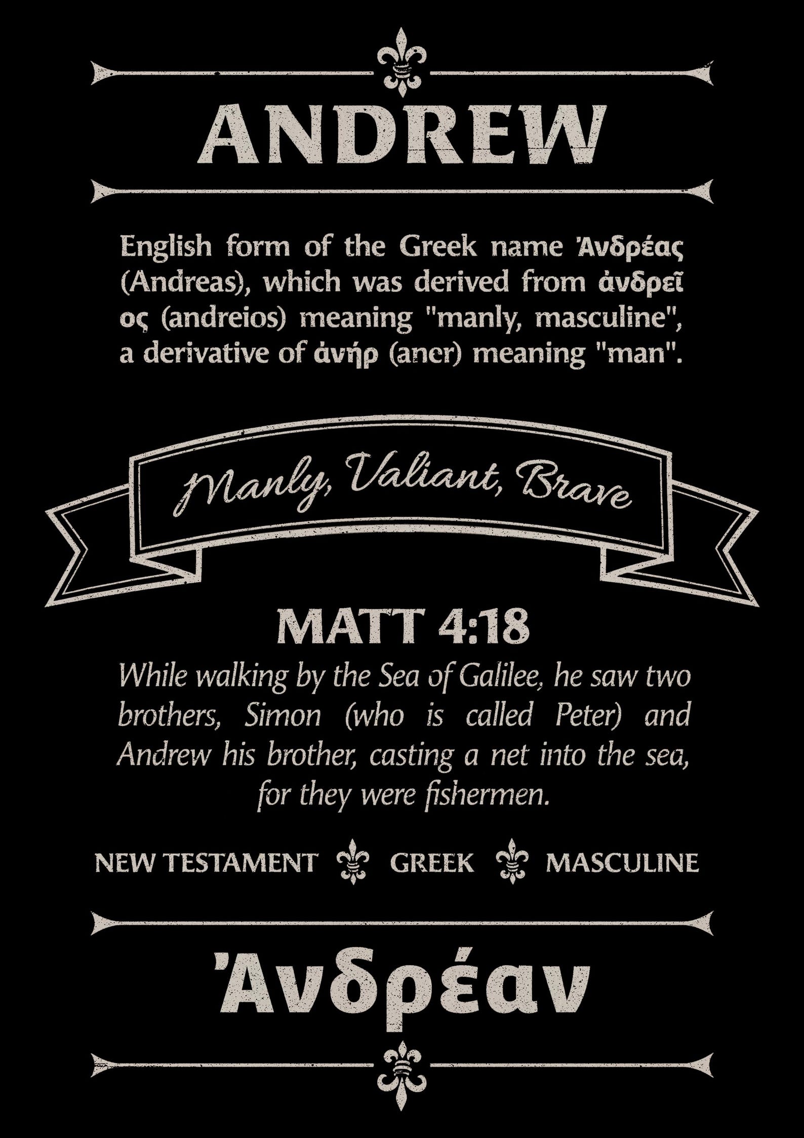 ANDREW Name Definition Vintage Typography Biblical Name Definition ...