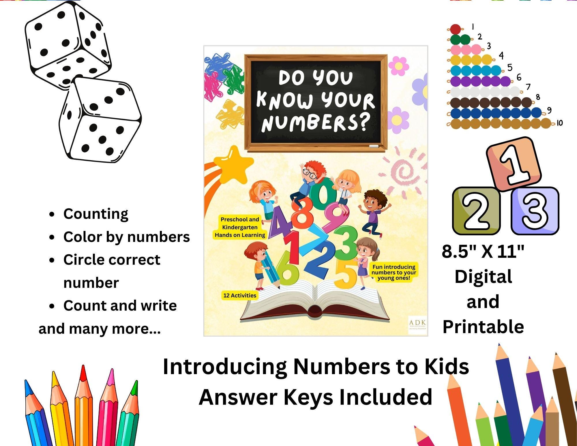 Learning Numbers Activity Book Numbers Activity Book: Preschool & Kindergarten Learning (digital ...