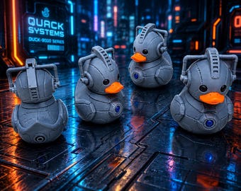 Robot Duck, 3D-Printed, Off-Road Duck, Cyberpunk, Dashboard Decor, Unique Gift.