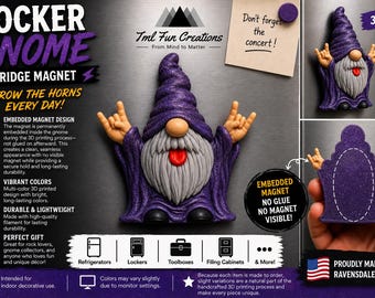 Rocker Gnome Fridge Magnet - 3D Printed Guitar Hand Gnome