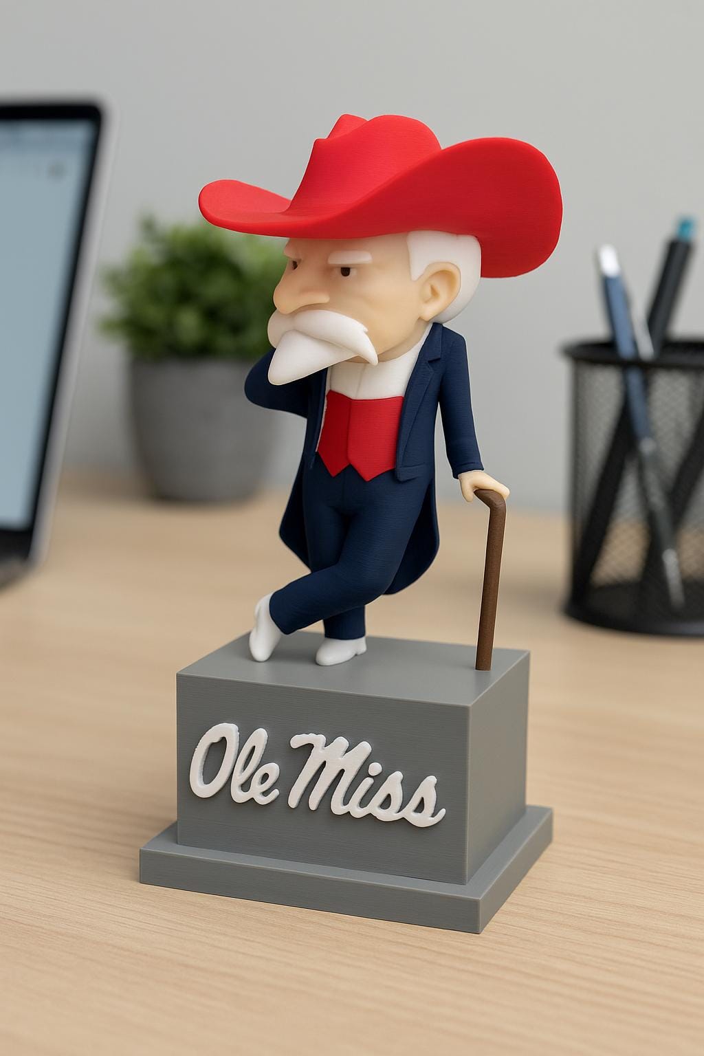 3D Printed Colonel Reb Statue | Ole Miss Mascot | Red, Blue| - Etsy, image size:1024x1536