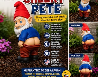 Cheeky Pete Mooning Garden Gnome - Funny Outdoor Garden Statue