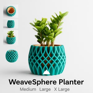 WeaveSphere Planter - Layered Dual-Color Design | Modern 3D Printed Planter