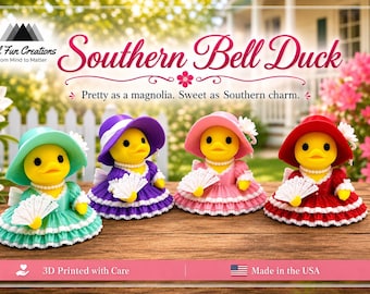Southern Belle Duck Figurine – 3D Printed Southern Décor Shelf Decoration