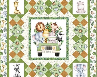 Wee Safari Baby Animals Baby Toddler Quilt (51 x 51) | TBQSC Handmade