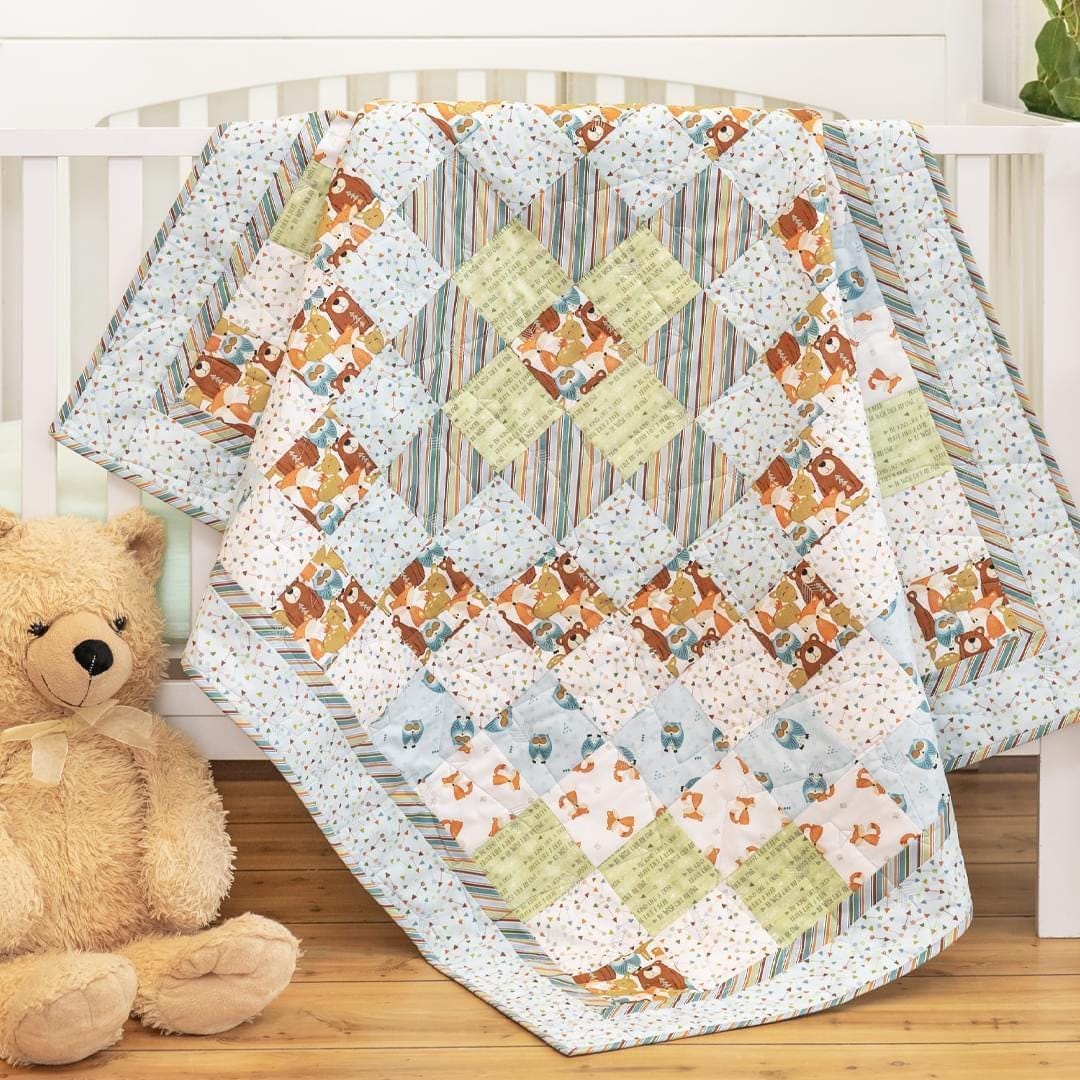 DESTASH Baby Quilt Kit -- Winsome Critters Around The World (44x60) by Shabby Fabrics