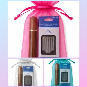 Quilter Gift Set -- Self Threading Needles + Wooden Case