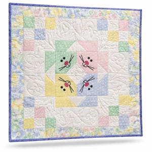 Spring Bunny Baby Quilt (24x24) TBQSC Handmade Custom Quilted Nursery Decor