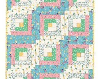 Animal Quackers Log Cabin Baby Toddler Quilt (39 x 49) | TBQSC Handmade