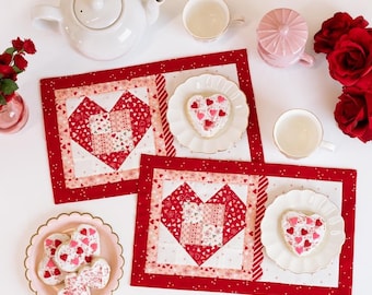 Quilt Kit Sale -- Valentine Hearts Tea & Cookies for Two Placemats by Shabby Fabrics