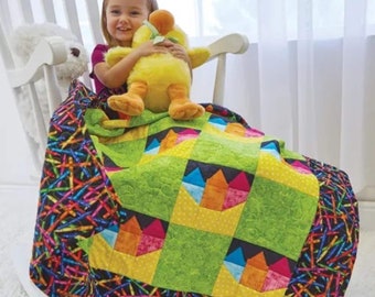 Color Me Crayons Baby Toddler Quilt (38 x 38) | TBQSC Handmade