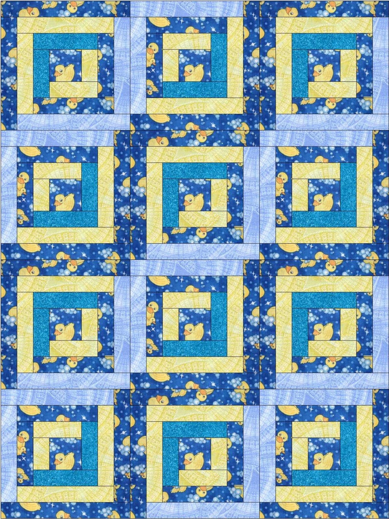 Rubber Ducky Log Cabin Baby Crib Quilt Etsy