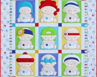 Baby Hats Nine Block Baby Toddler Quilt (42 x 46) | TBQSC Handmade