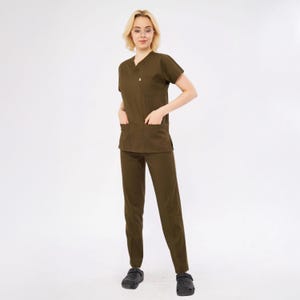 Lycra couleur kaki unisexe manches chauve-souris médecin, infirmière, dentiste, gommage uniforme d&#39;hôpital