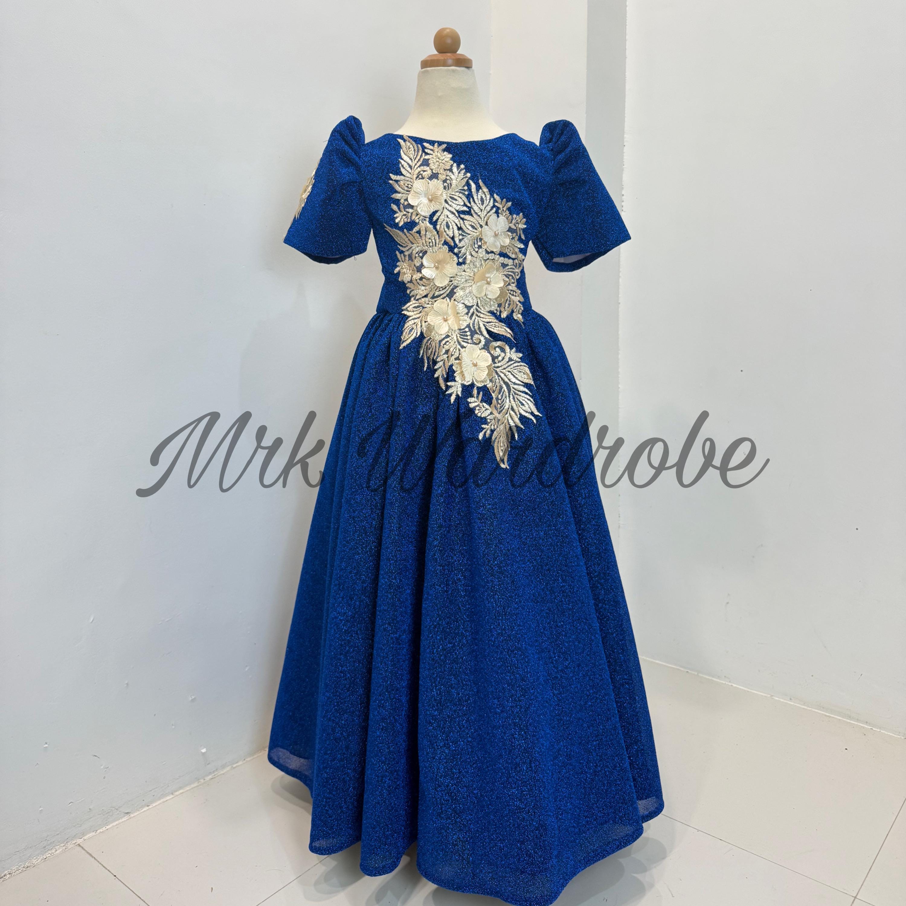 blue fantasy wedding dress Blue fantasy off-shoulder sparkling beaded tulle A-line wedding dress P2580