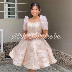 Filliniana Cocktailkleid - Umbrella Cut - Modernes Fillippiniana Kleid - Estela