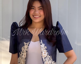 Modern Filipiniana Bolero with Applique Lace- Sheer Bolero Only