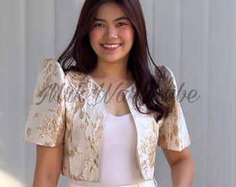 Beige Gold Brocade Bolero Filipiniana Top