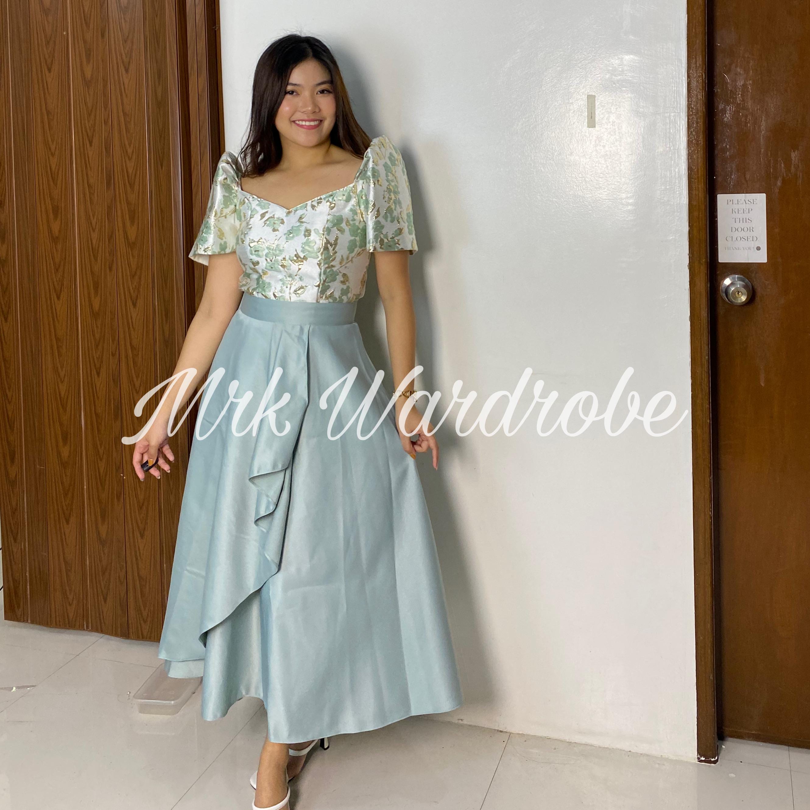White Brocade Filipiniana Mini Dress main image 0