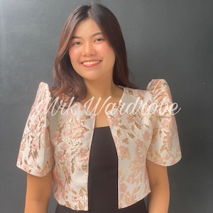 Pink Brocade Bolero Filipiniana Top