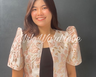 Pink Brocade Bolero Filipiniana Top