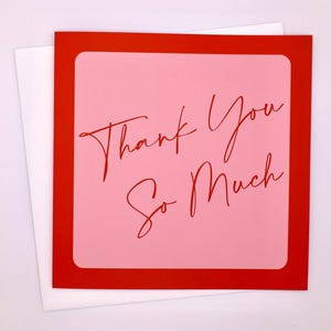 Merci beaucoup carte de voeux rétro rose et rouge