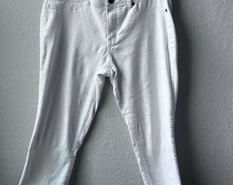 Vintage 2000s Y2K Damen 1822 Denim Weiße Capri dünne Jeans Hose (Größe: 12)
