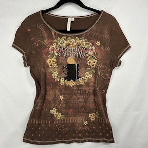 トップス 00s BURBERRY rhinestone tee y2k brown Y2k Brown Top - Etsy