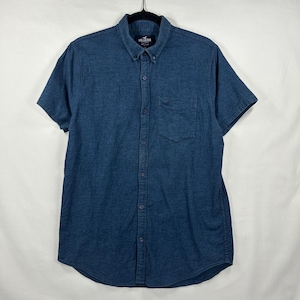Hollister Blue Epic Flex Short Sleeve Button-Down Shirt Size M