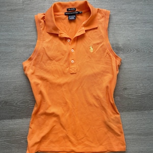 Vintage 2000s/ Y2K Orange Ralph Lauren Golf Tank Polo