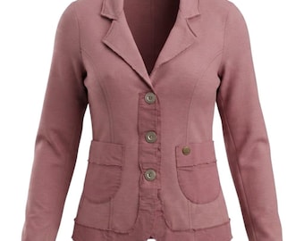 Unison Made In Italy Vintage Y2K Mauve Cotton Raw Edge Blazer Jacket L