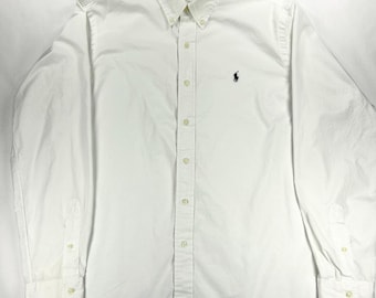 Ralph Lauren Vintage 2000S Men'S Button Down Long Sleeve Shirt Extra Large White