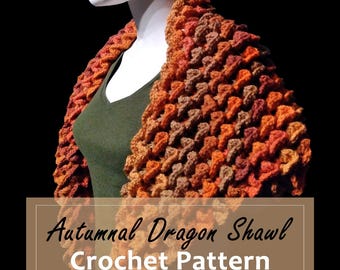 Autumnal Dragon Scale Crochet Shawl PATTERN (Digital Download)