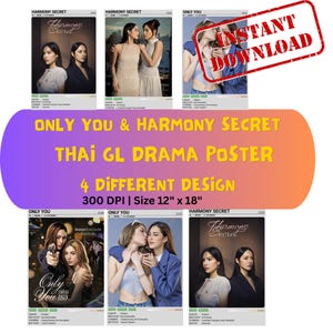 Only You and Harmony Secret GL Poster | Thai GL merch | GL digital fan art Poster | printable K-drama merch | Lgbtq+ Wall Art Photo set
