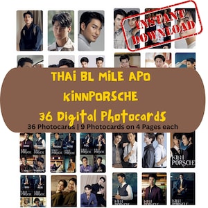 Thaise BL KinnPorsche-fotokaartset | BL-merchandise | BL digitale fanart | LGBT-fotoset | afdrukbare K-drama-merchandise | Lgbtq+-fanartkaarten