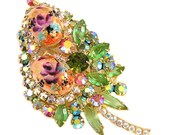 Juliana aka DeLizza and Elster Rose Limoge Coral Gold Easter Egg Brooch