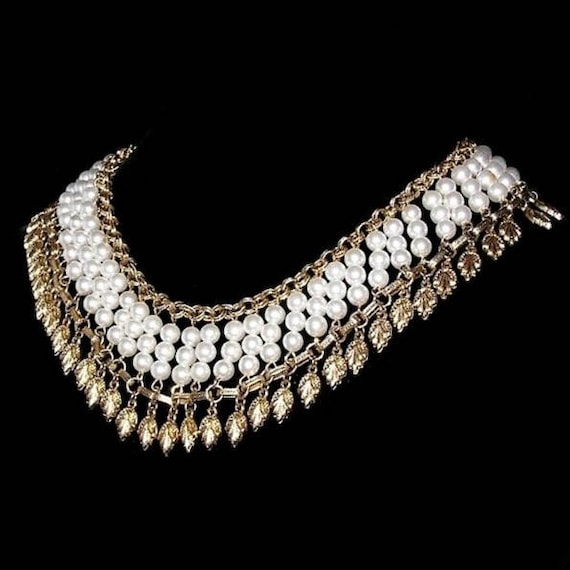 Egyptian Revival Pearl Collar Necklace