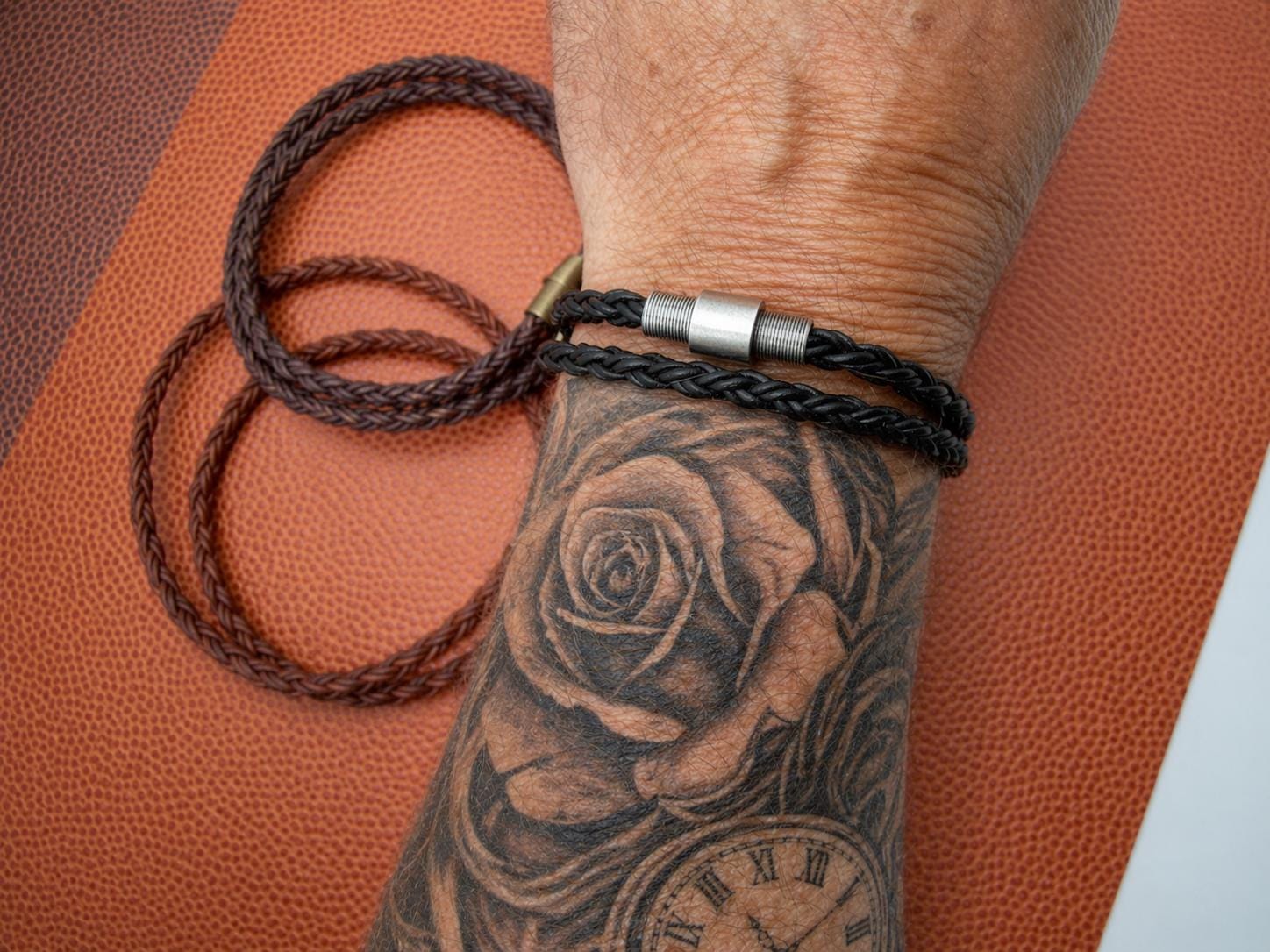 Braided Leather Bracelet for Men: Double Wrap Magnetic Clasp