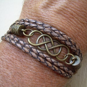 Infinity Armband, Lederarmbänder für Herren, Infinity Armband aus Leder, Damen Infinity Armbänder, Doppel Infinity Wickelarmband,