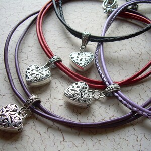 Womens Heart Necklace, Womens Leather Choker, Heart Pendant, Purple Necklace,  Red Necklace,  Womens Jewelry, Womens Necklace, Gift for Her