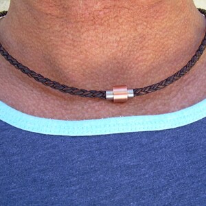 4mm Gold Braided Faux Leather Cord Necklace – Surfer Style Choker, Made In USA