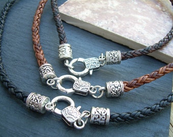 Leather Necklace, Mens Leather Necklace, Womens Leather Necklace, Braided Leather Necklace