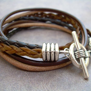 Custom Sized Mens Bracelets, Mens Brown Leather Bracelet, Mens Bracelets Leather, Mens Leather Bracelet, Leather Wrap Bracelet