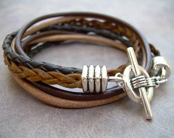 Cupimatch Uomo Braccialetto Bracciale Pelle Intrecciato Regolabile Tribale Hip Hop Marrone - Foto 11